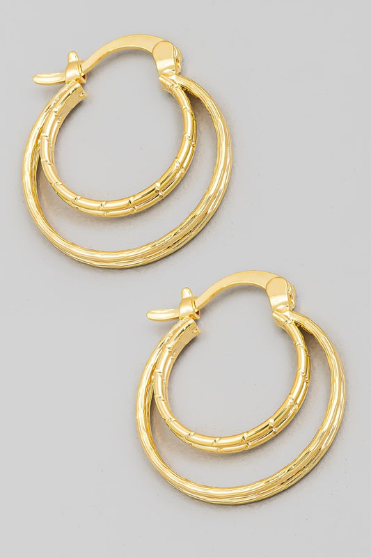 Fame Pincatch Double Circle Hoop Earrings