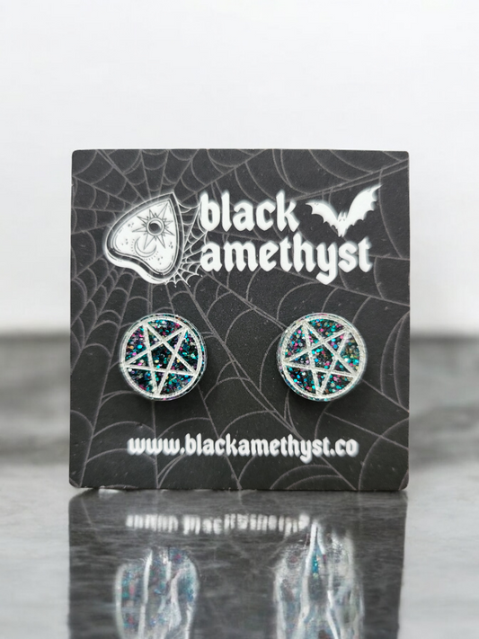 Sparkle Pentagram Studs