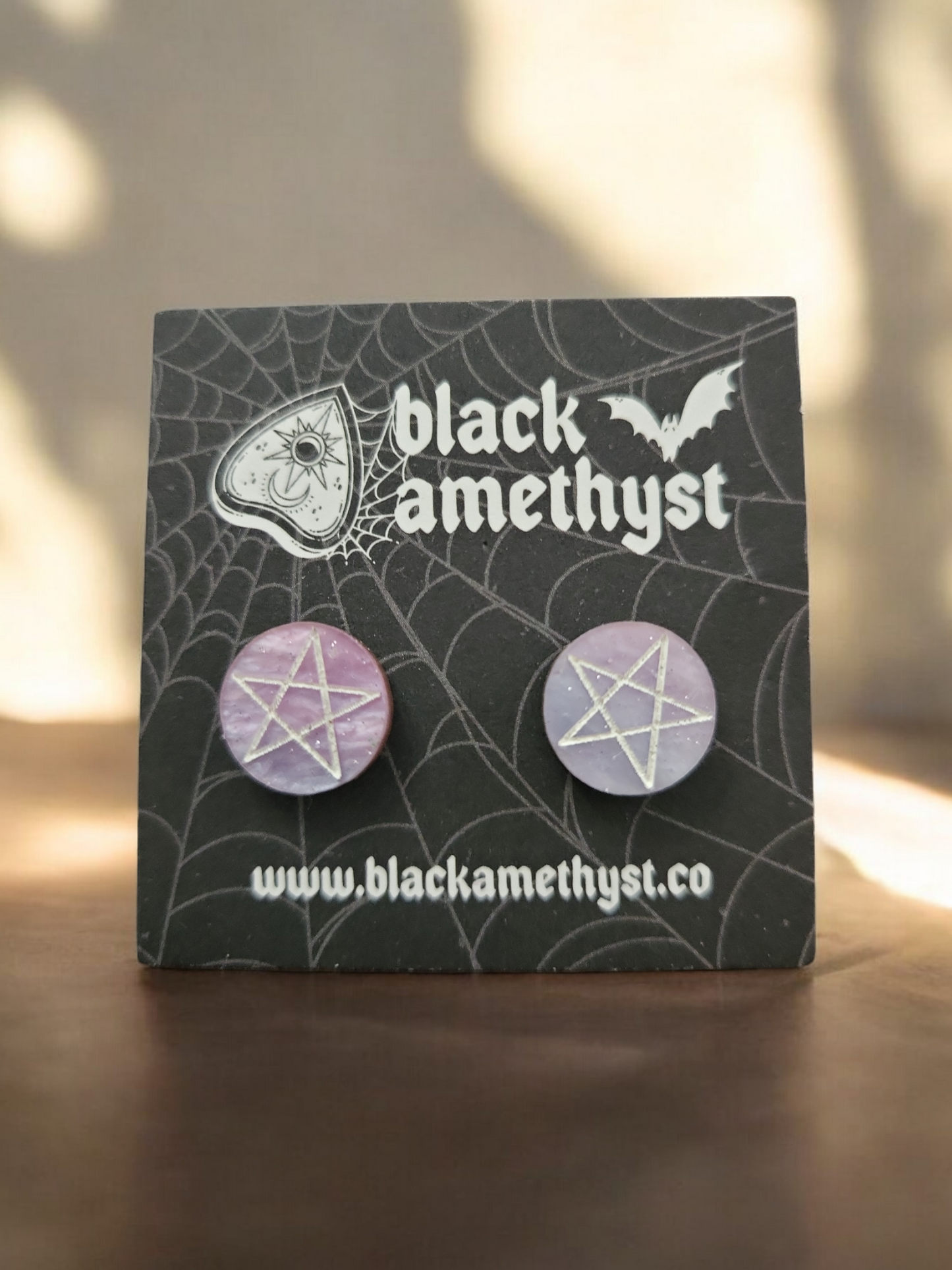 Light Purple Marble Pentagram Studs