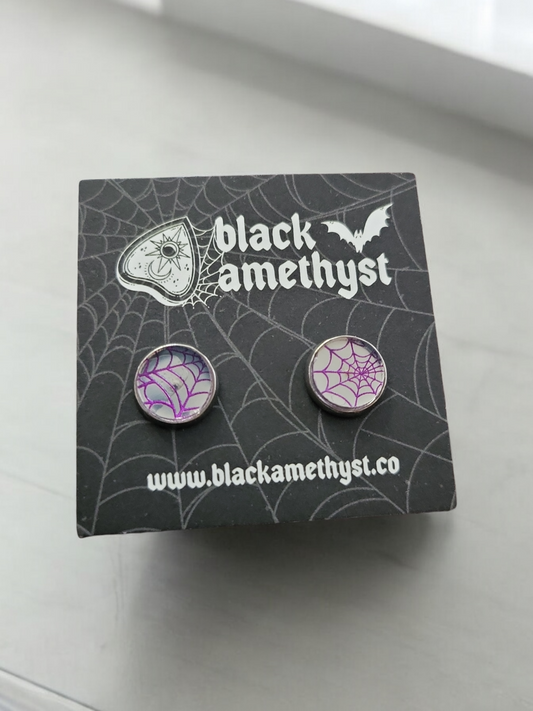 Purple Cobweb Mirror Studs